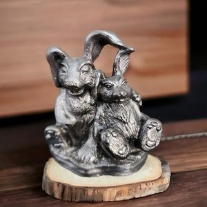 Michael Ricker Pewter Rabbit Bunny Couple Collectible Figurine 1998 Handcrafted